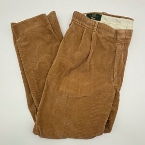 Orvis Corduroy Pants 34x30 Mens Brown Pleated Front Casual, Comfortable